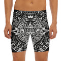 Black And White Maya Calendar Print Men's Long Boxer Briefs
