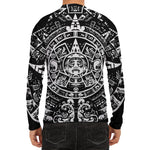 Black And White Maya Calendar Print Men's Long Sleeve Rash Guard