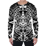 Black And White Maya Calendar Print Men's Long Sleeve T-Shirt