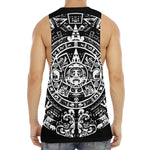 Black And White Maya Calendar Print Men's Muscle Tank Top