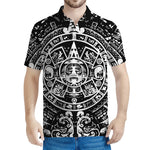 Black And White Maya Calendar Print Men's Polo Shirt