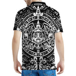 Black And White Maya Calendar Print Men's Polo Shirt