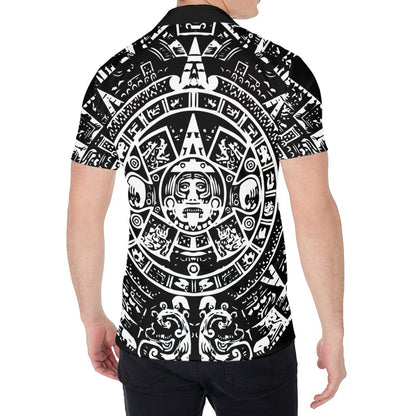 Black And White Maya Calendar Print Men's Shirt