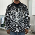 Black And White Maya Calendar Print Men's Shirt Jacket