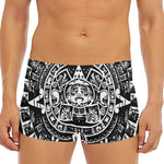 Black And White Maya Calendar Print Men's Short Boxer Briefs
