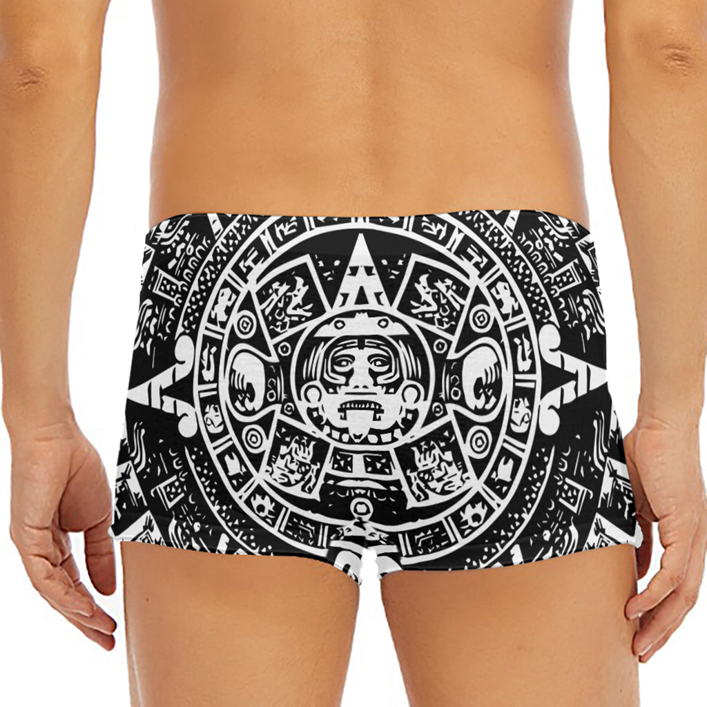 Black And White Maya Calendar Print Men's Short Boxer Briefs