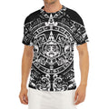 Black And White Maya Calendar Print Men's Short Sleeve Rash Guard