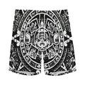 Black And White Maya Calendar Print Men's Athletic Shorts