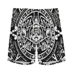 Black And White Maya Calendar Print Men's Sports Shorts