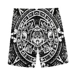 Black And White Maya Calendar Print Men's Sports Shorts