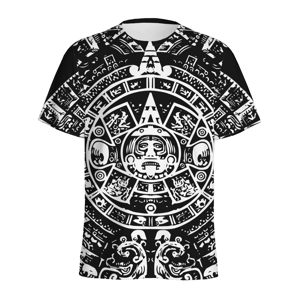 Black And White Maya Calendar Print Men's Sports T-Shirt
