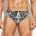 Black And White Maya Calendar Print Men's Swim Briefs