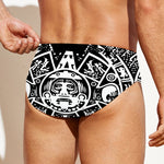 Black And White Maya Calendar Print Men's Swim Briefs