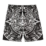 Black And White Maya Calendar Print Men's Swim Trunks