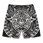 Black And White Maya Calendar Print Men's Swim Trunks
