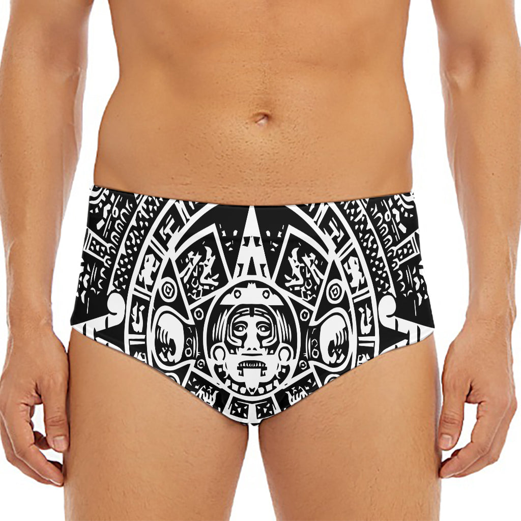 Black And White Maya Calendar Print Men's Triangle Swim Briefs