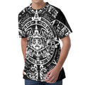 Black And White Maya Calendar Print Men's Velvet T-Shirt