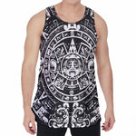 Black And White Maya Calendar Print Men's Velvet Tank Top