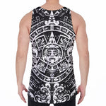 Black And White Maya Calendar Print Men's Velvet Tank Top