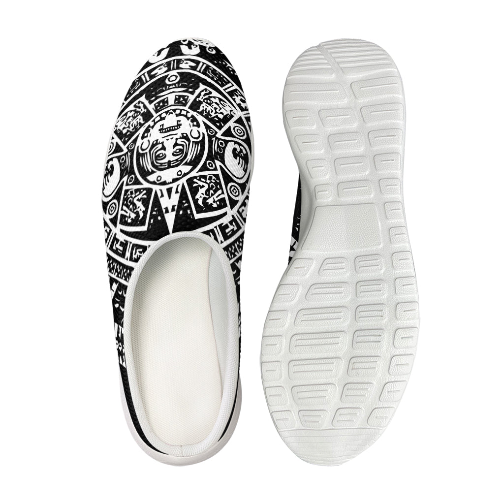 Black And White Maya Calendar Print Mesh Casual Shoes