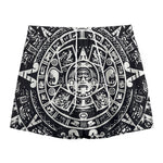 Black And White Maya Calendar Print Mesh Shorts