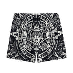Black And White Maya Calendar Print Mesh Shorts