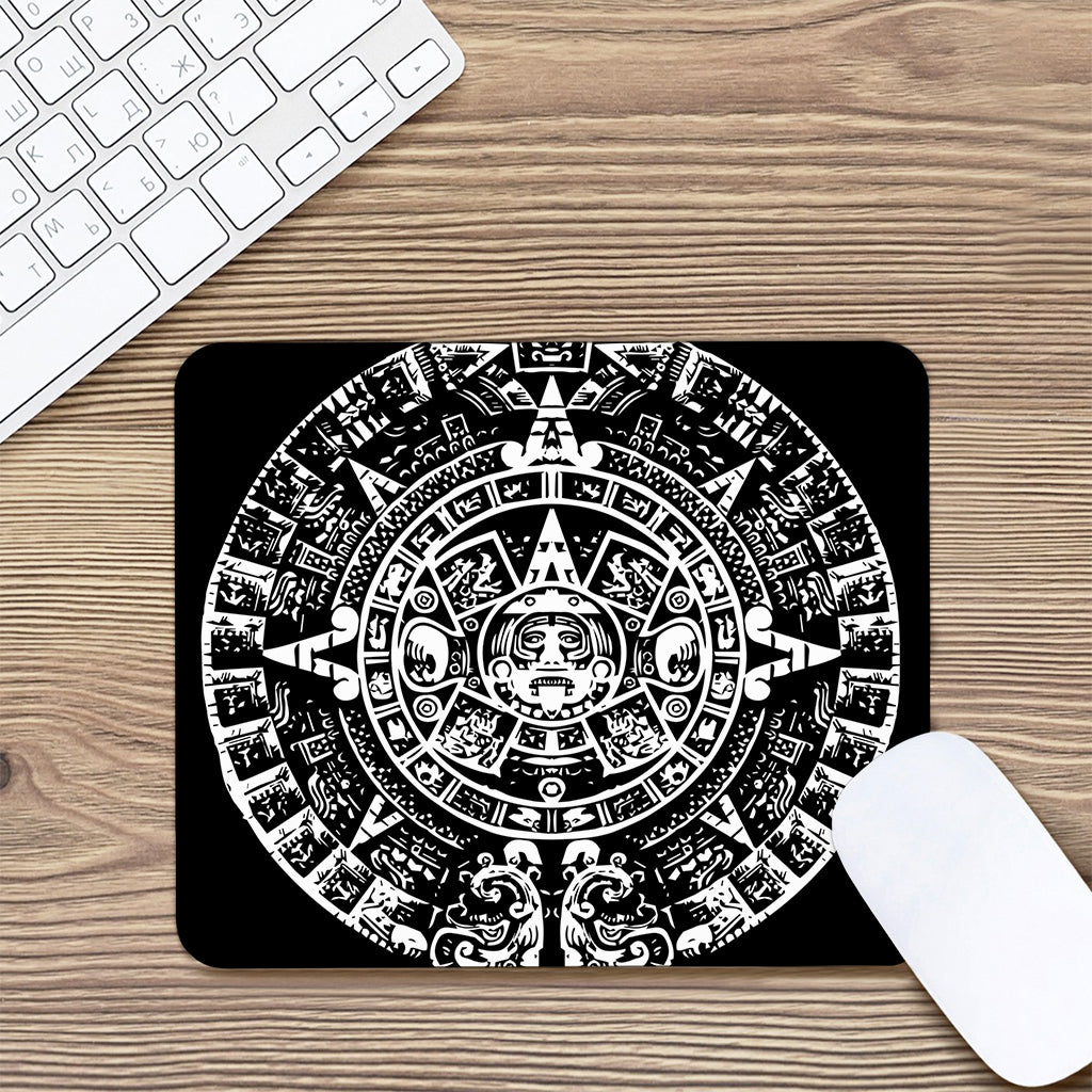 Black And White Maya Calendar Print Mouse Pad