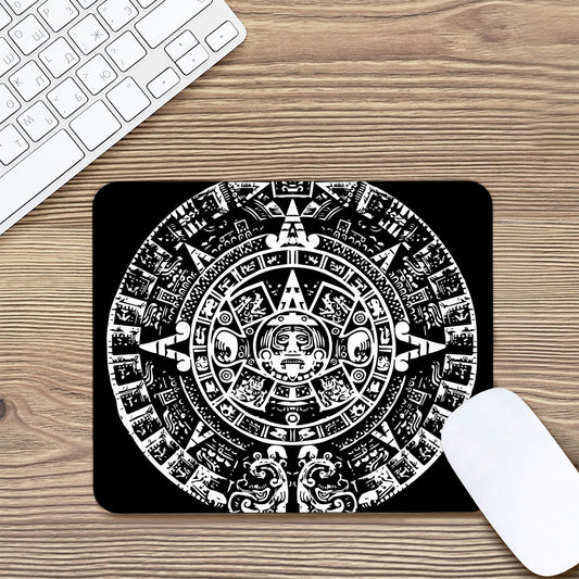 Black And White Maya Calendar Print Mouse Pad