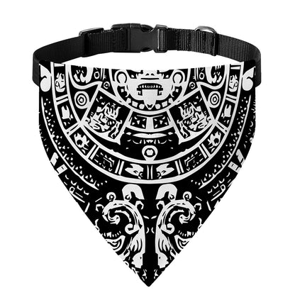 Black And White Maya Calendar Print Over The Collar Dog Bandana