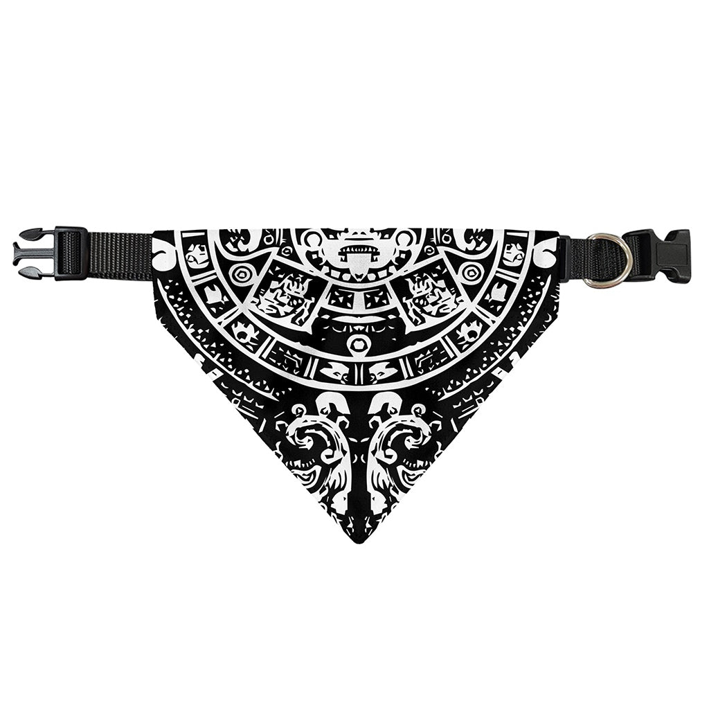 Black And White Maya Calendar Print Over The Collar Dog Bandana