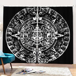 Black And White Maya Calendar Print Pencil Pleat Curtains