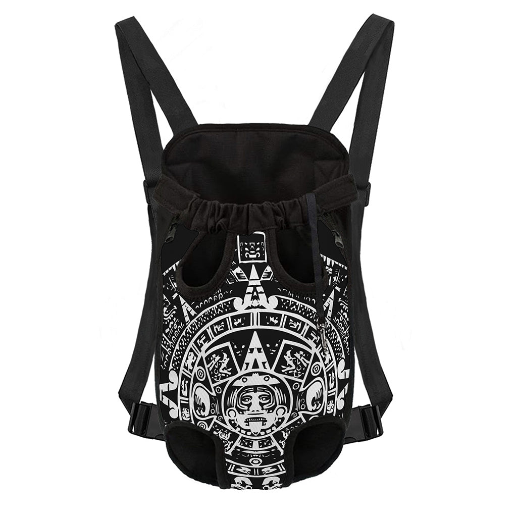Black And White Maya Calendar Print Pet Carrier Backpack