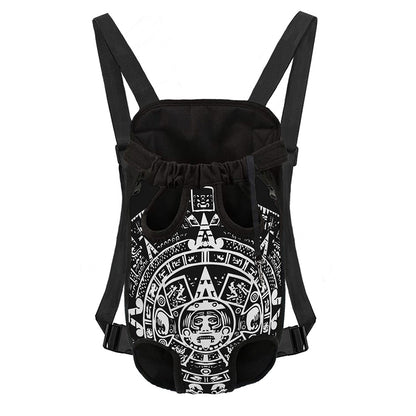 Black And White Maya Calendar Print Pet Carrier Backpack