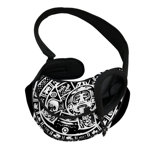 Black And White Maya Calendar Print Pet Sling Carrier