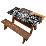 Black And White Maya Calendar Print Picnic Table Cover