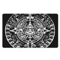 Black And White Maya Calendar Print Polyester Doormat