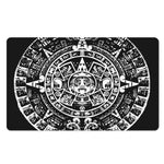 Black And White Maya Calendar Print Polyester Doormat