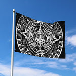 Black And White Maya Calendar Print Polyester Flag