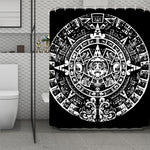 Black And White Maya Calendar Print Polyester Shower Curtain