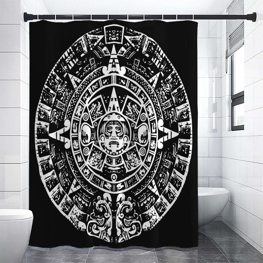 Black And White Maya Calendar Print Premium Shower Curtain