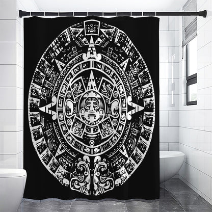 Black And White Maya Calendar Print Premium Shower Curtain
