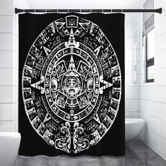 Black And White Maya Calendar Print Premium Shower Curtain