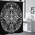 Black And White Maya Calendar Print Premium Shower Curtain