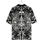 Black And White Maya Calendar Print Rayon Hawaiian Shirt