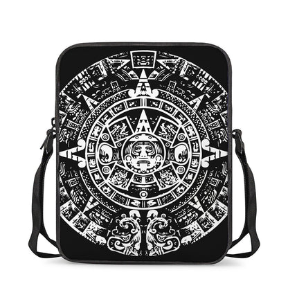 Black And White Maya Calendar Print Rectangular Crossbody Bag