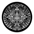 Black And White Maya Calendar Print Round Floor Mat