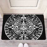 Black And White Maya Calendar Print Rubber Doormat