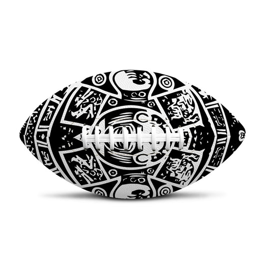 Black And White Maya Calendar Print Rugby Ball