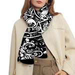 Black And White Maya Calendar Print Scarf