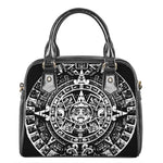 Black And White Maya Calendar Print Shoulder Handbag